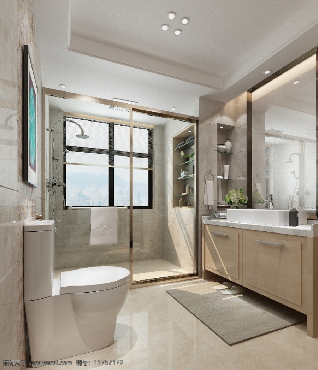 浴室 室内 设计图 室内设计 3dsmax 马桶 镜子 源文件 3d设计 室内模型 max