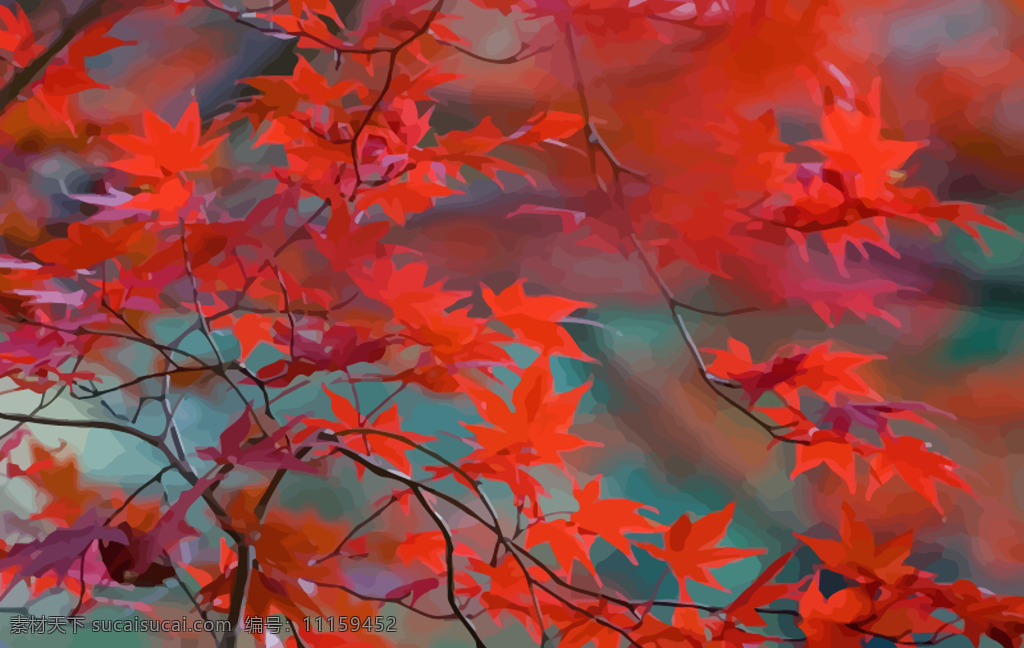 秋天 树叶 枫 颜色 叶 逼真的 红色的 插画集