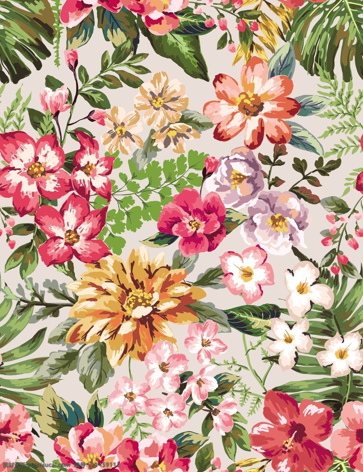 水彩 花卉 无缝 拼接 背景 小碎花 布纹 手绘花卉底纹 玫瑰花 雏菊 菊花 复古花卉背景 壁纸 卡片设计 海报 手绘 花 花环 花朵 花卉壁纸 热带植物花卉 热带花 叶子 水彩花 装饰画 贴纸 花卉背景 卡通设计