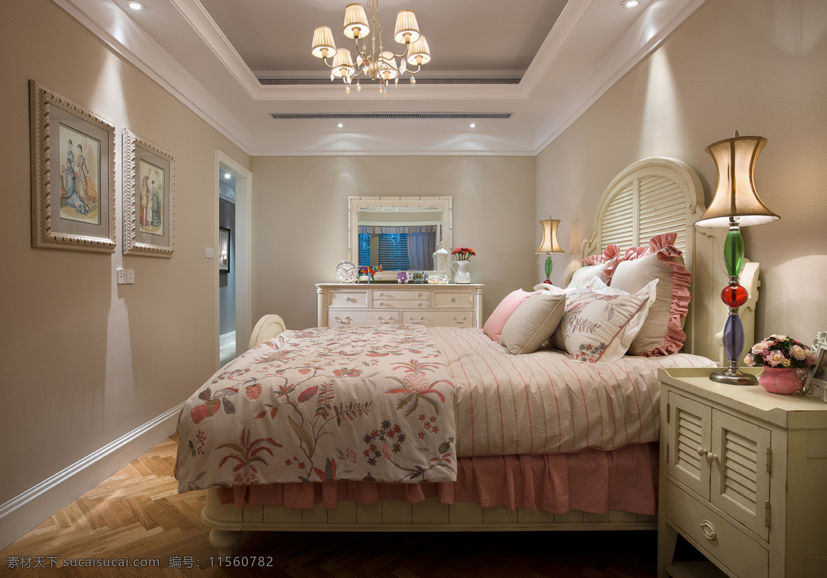 现代 时尚 客厅 浅 粉色 背景 墙 室内装修 效果图 客厅装修 白色柜子 暖色台灯 吊灯