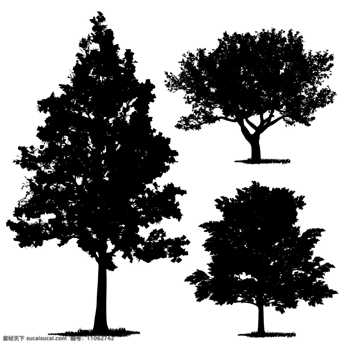 园林 矢量 树 装饰 树木 矢量素材 设计素材 背景素材