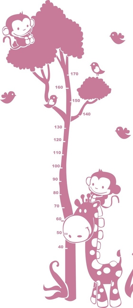 动物身高尺 动物 身高尺 猴子 树 大树 长颈鹿
