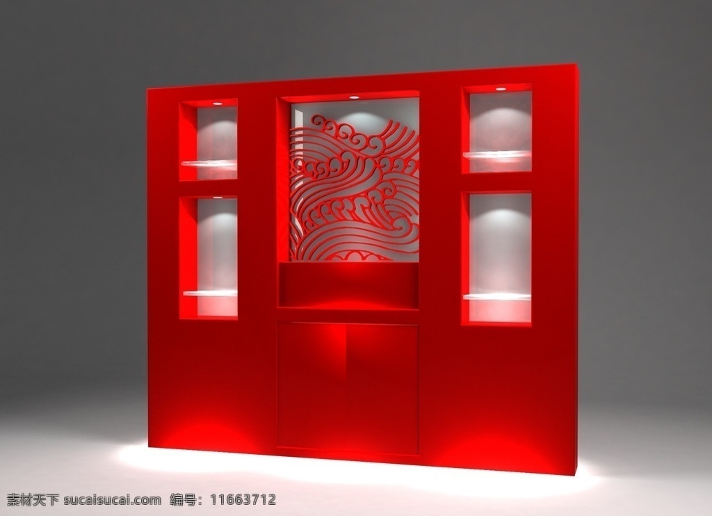 立体柜 展示柜 展示酒柜 展示台 酒柜 玻璃柜 展示模型 红色 古典 室内模型 3d设计 max