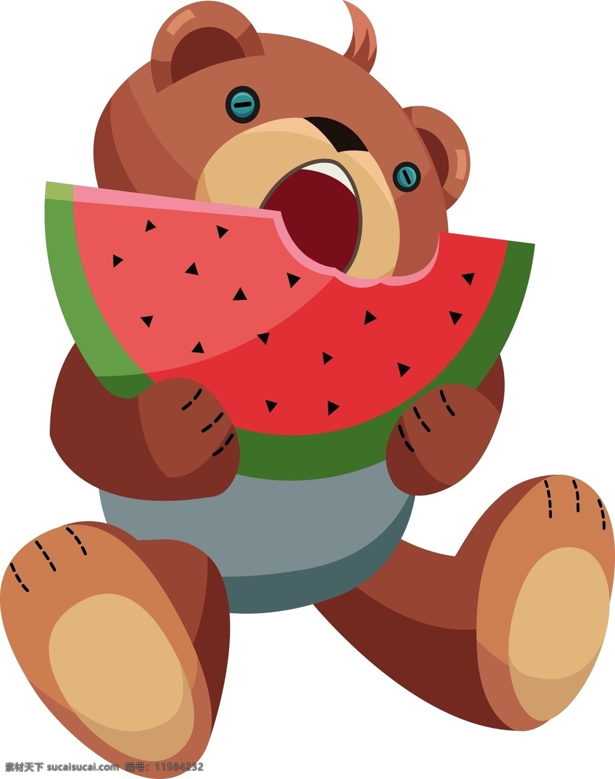 西瓜 可爱 卡通 熊 funny bear 白色