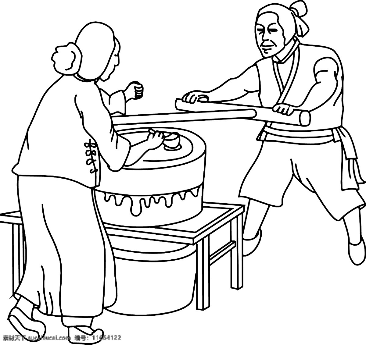 作坊 人物 豆腐 古代 白色