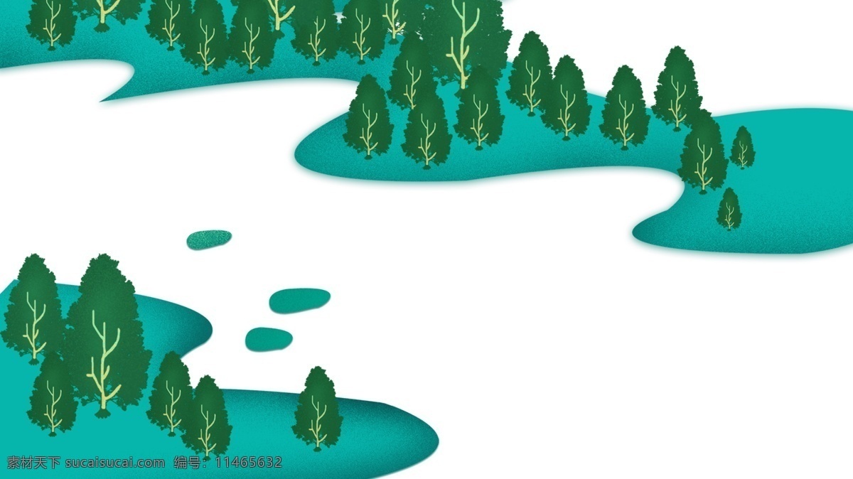 树木 装饰 森林 绿色 主题 边框 卡通 海报插画 手绘 精美插画 广告插画 小清新 简约 图案装饰设计