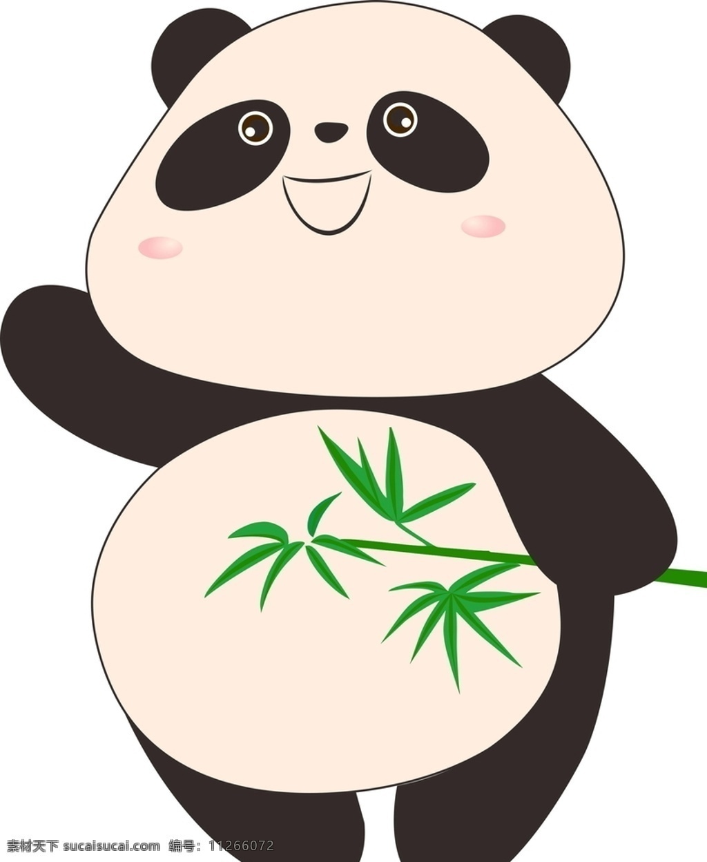 熊猫 创意 可爱 聪明 竹子 竹叶 欢快 打招呼 手势 文化艺术 绘画书法