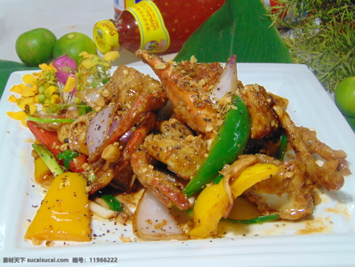 新加坡 黑椒 炒 蟹 炒蟹 泰国菜 东南亚美食 餐饮美食