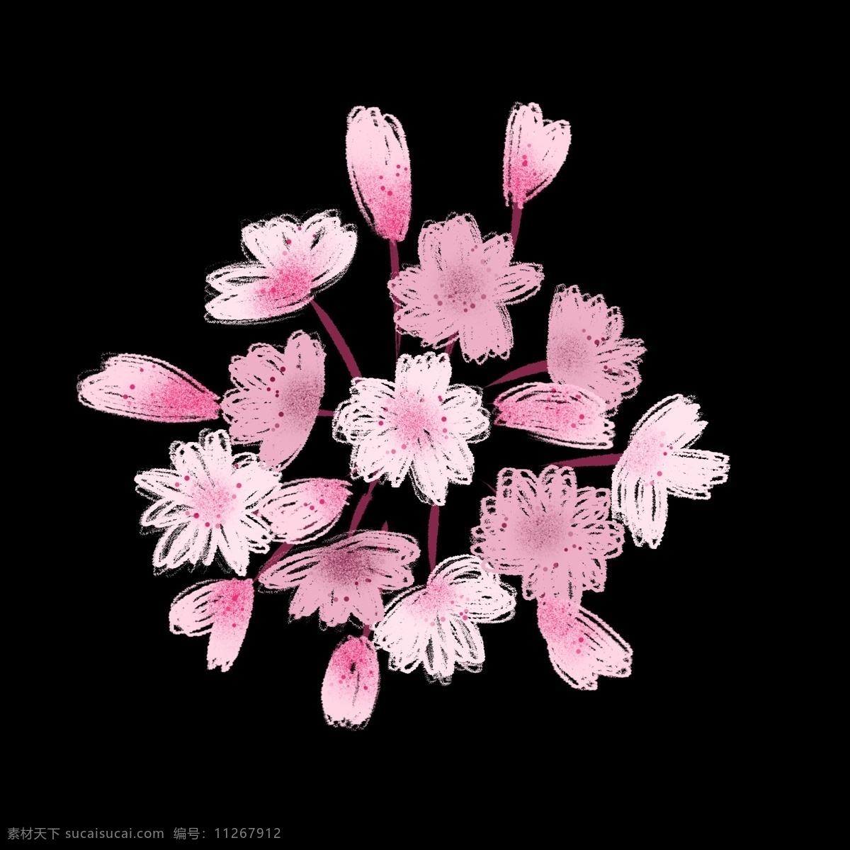 春天 粉色 樱花 插画 春天的樱花 卡通插画 樱花插画 花朵插画 鲜花插画 花瓣插画 美丽的樱花