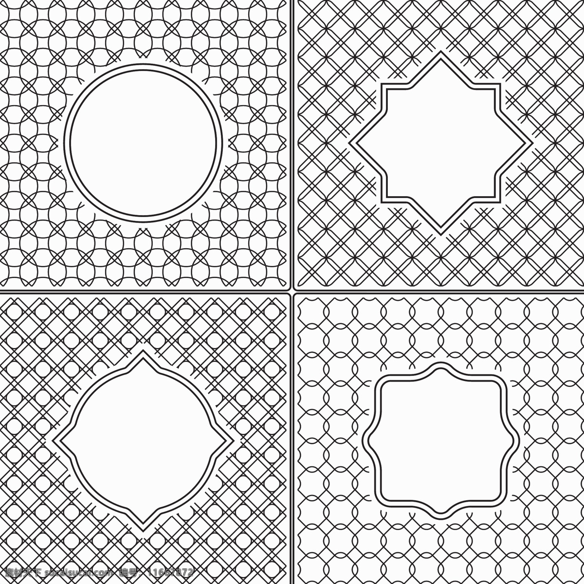 简单 黑白 边框 矢量 图腾 简 图案 多边形 变换 矢量素材 设计素材