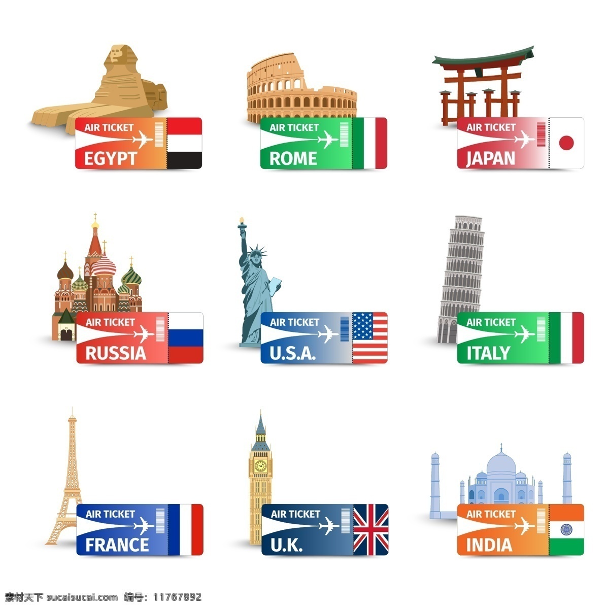 款 世界 名胜古迹 矢量图 世界风光 世界名建筑 美国 英国 埃及金字塔 巴黎 巴黎铁塔 文化艺术 传统文化