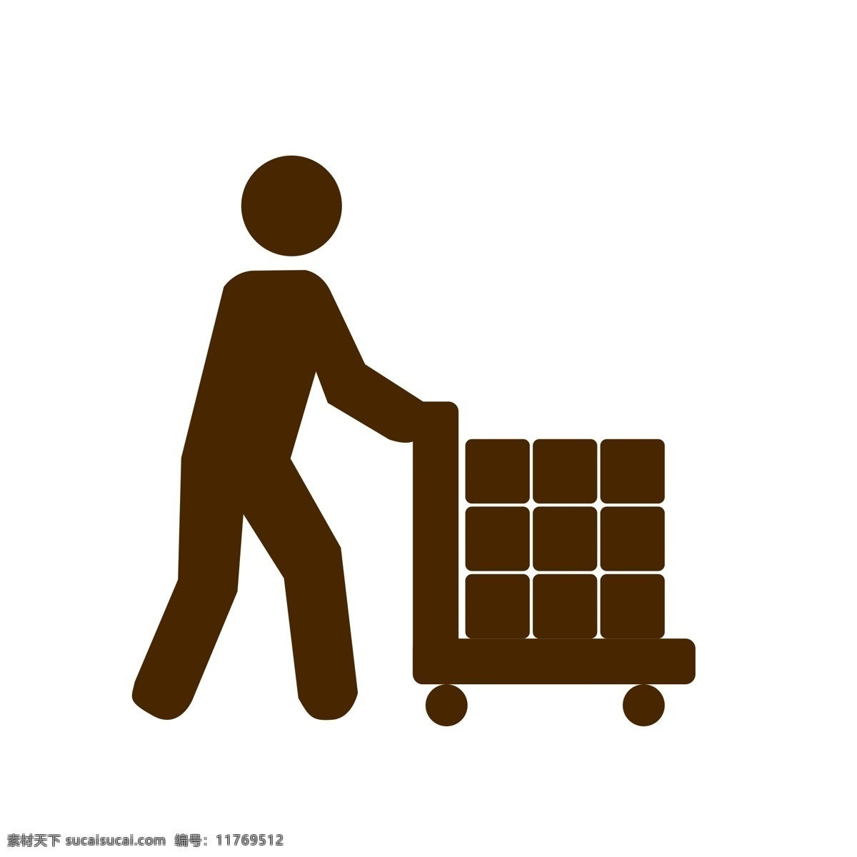 人退货车素材 箱货 图标 矢量图 正方形 人 人图标 推车 箱子