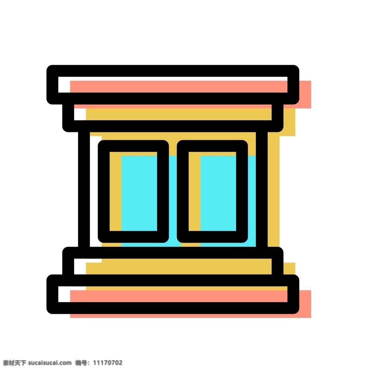 卡通 黄色 门窗 免 抠 图 窗户 简易家具图标 家具图标 生活家具 ui应用图标 电脑图标 生活用品 时尚家具
