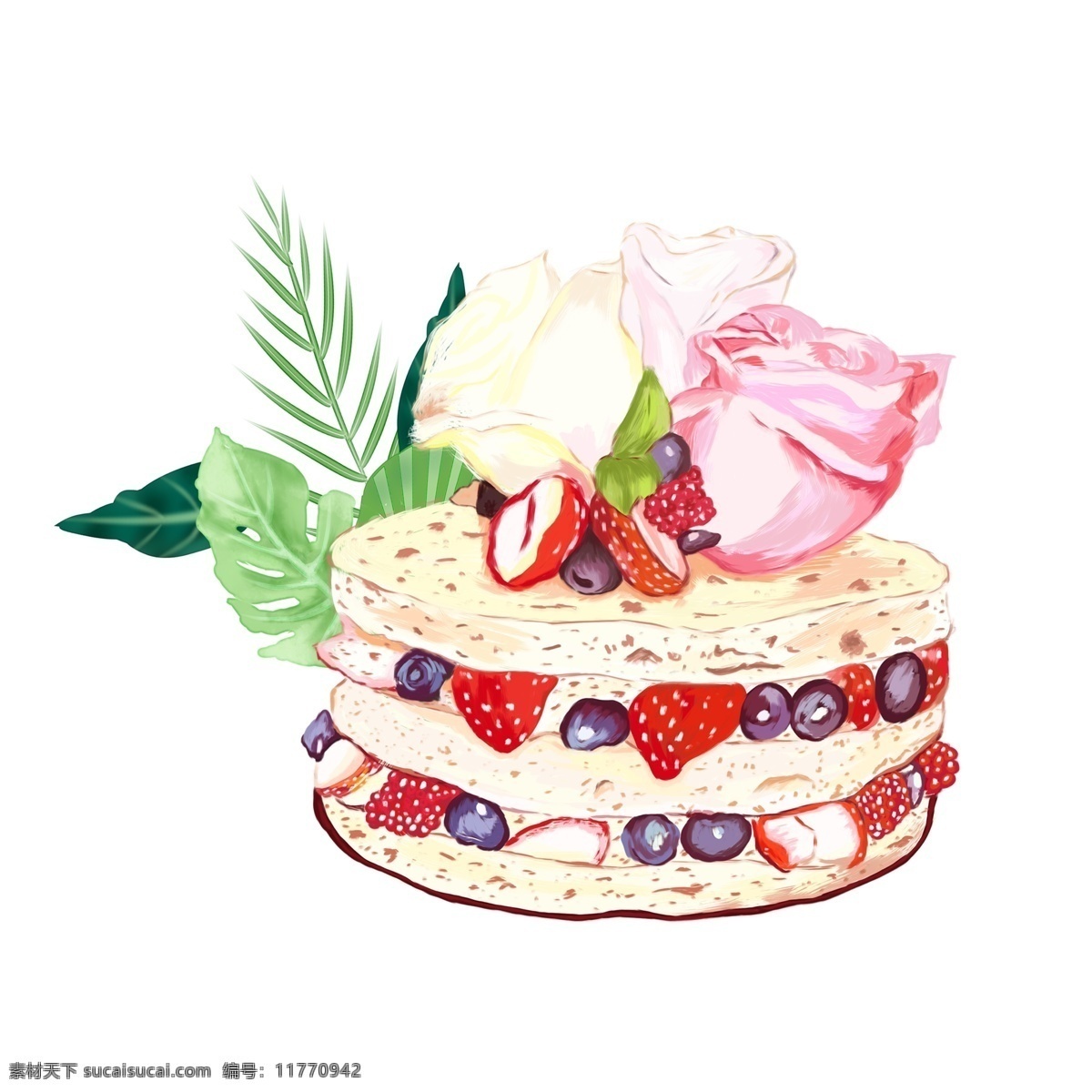 美味 水果 蛋糕 图案 元素 水果蛋糕 生日蛋糕 蛋糕图案 花朵 绿叶 美味蛋糕 蛋糕元素 手绘图案 元素装饰 元素设计 手绘元素 生物静物