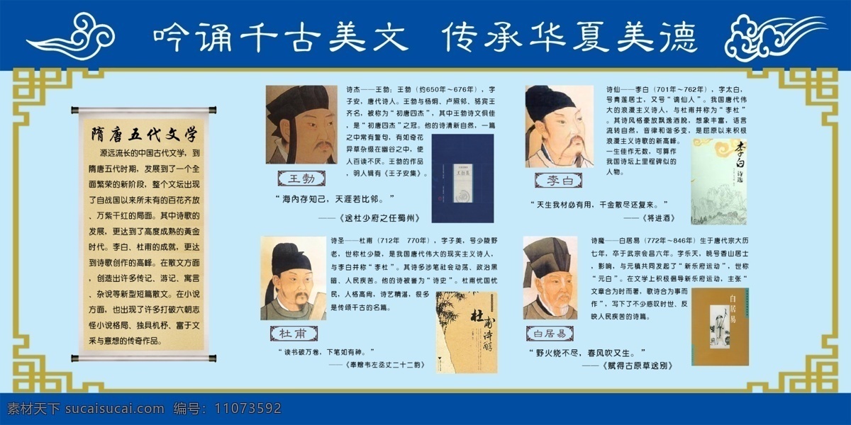 边框 古人 广告设计模板 花纹 画轴 名人 模板 诗人 学校展板 文学 展板 学校 展示 展板模板 源文件 其他展板设计