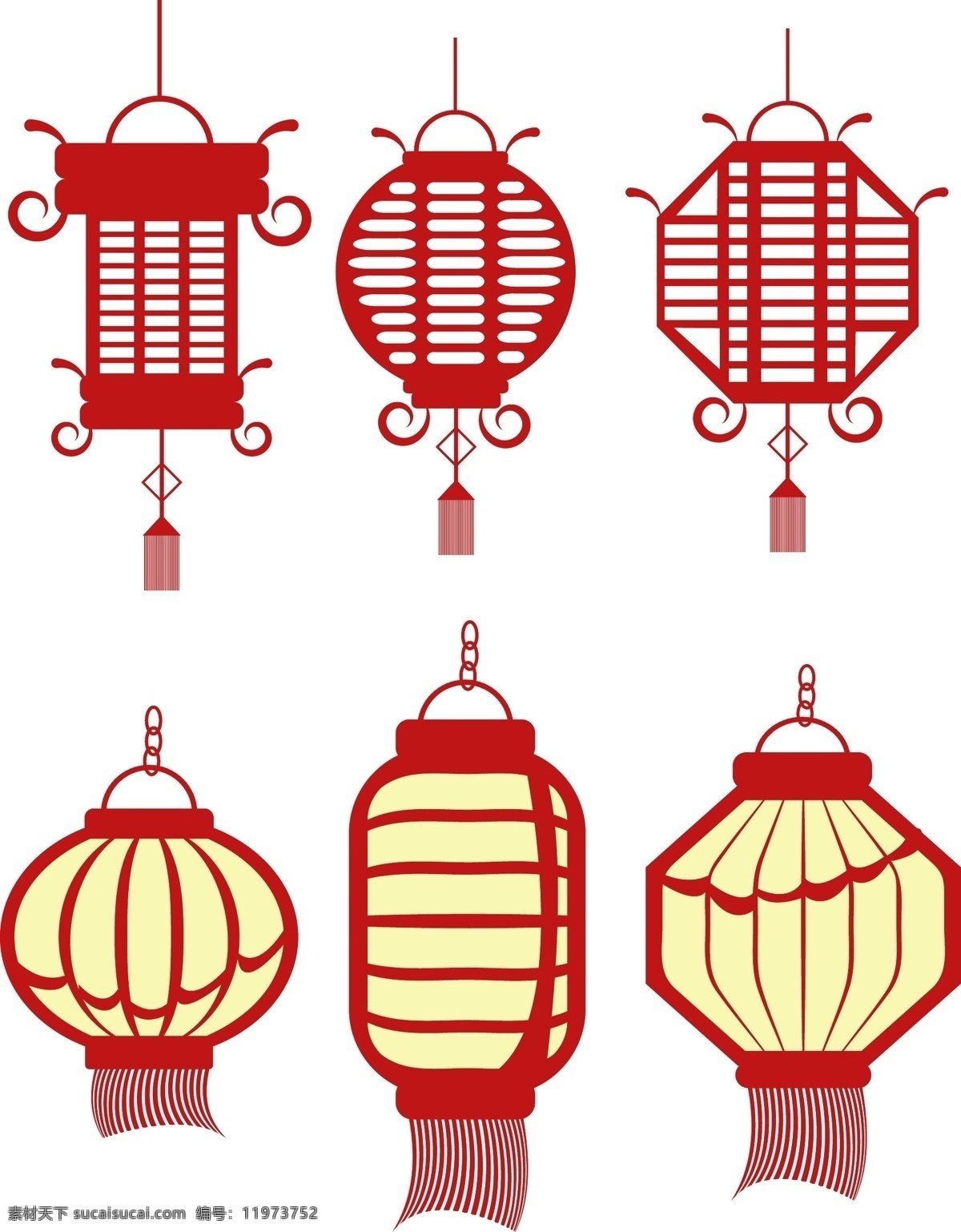红色 新年 创意 灯笼 商用 喜庆 剪纸风