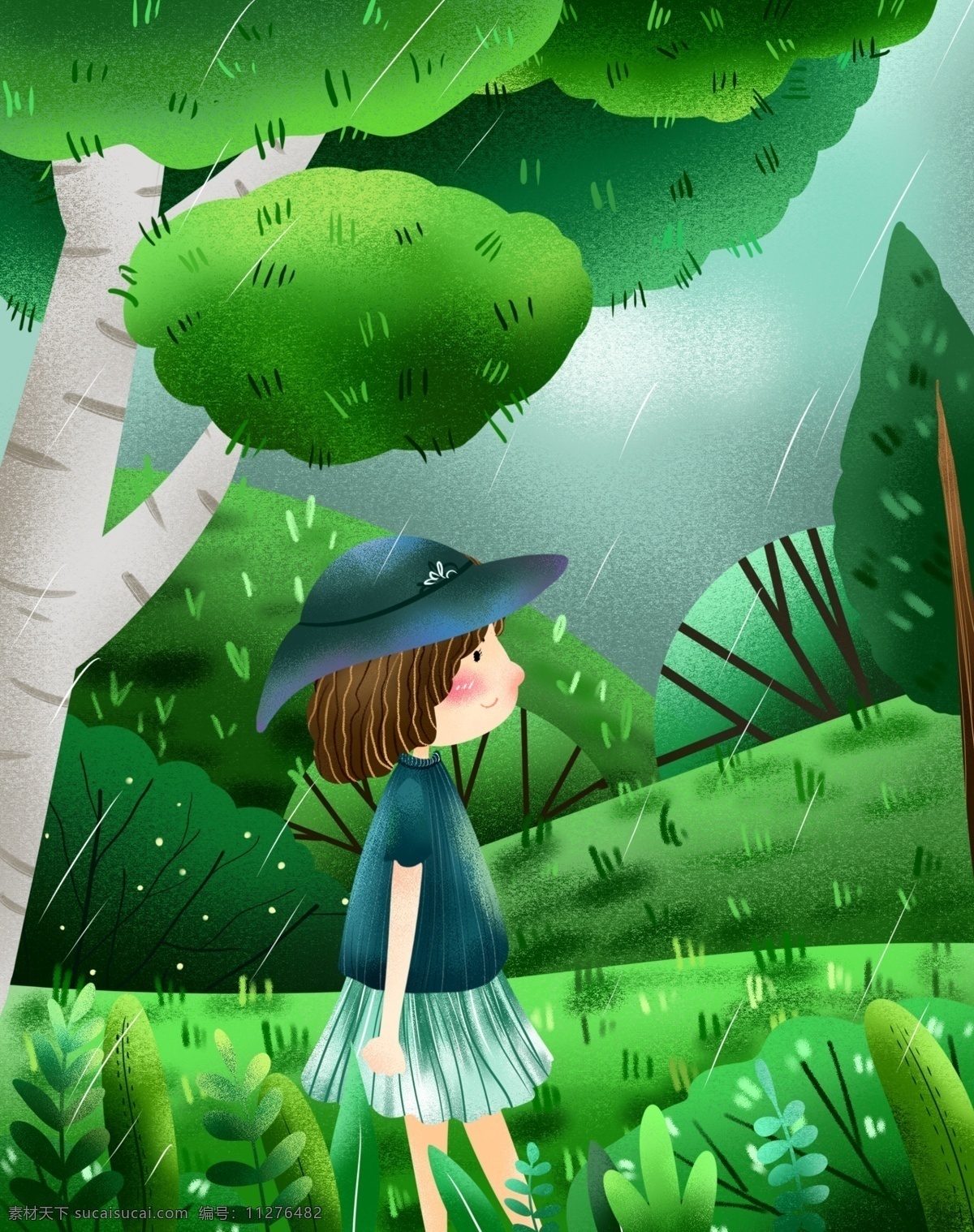 原创 小 清新 插画 谷雨 小清新 春天