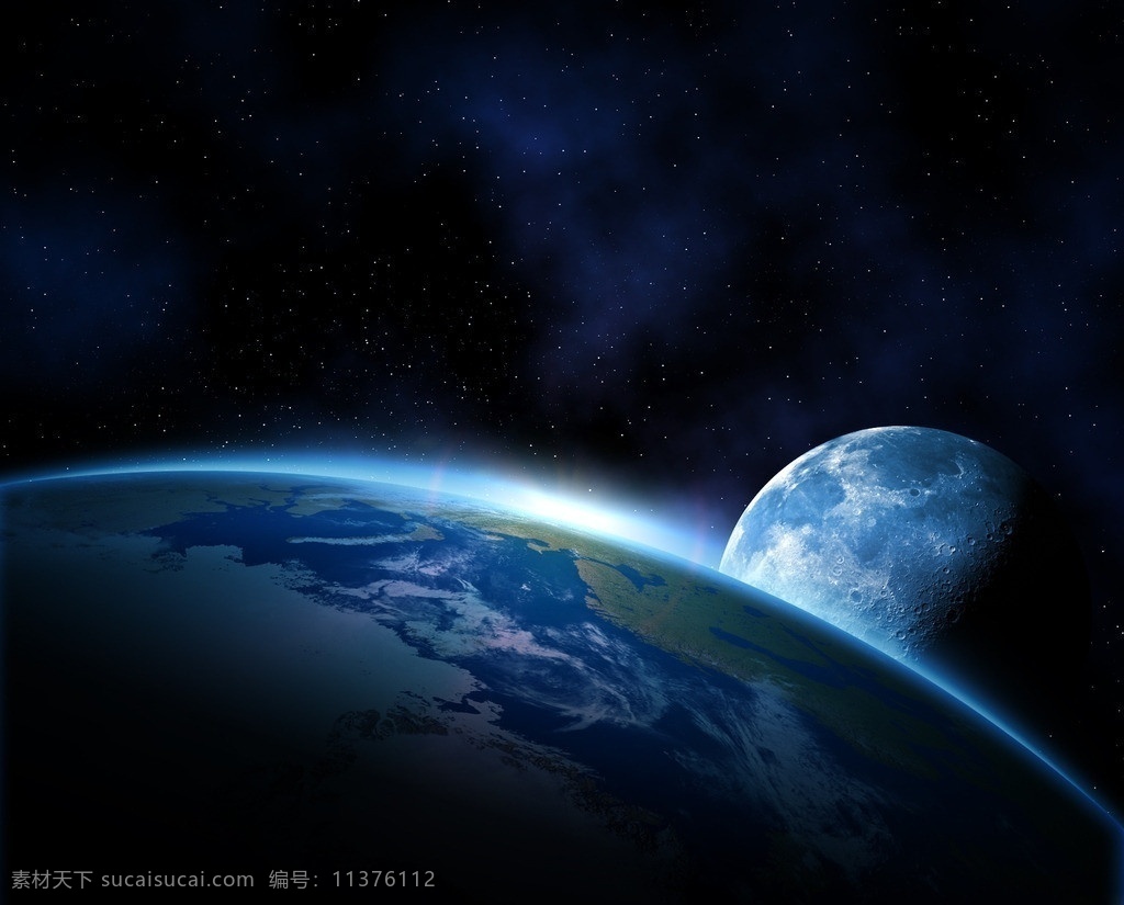 星空 璀璨 宇宙 地球 月亮 星星 壁纸 背景 高清图片 球体 自然风光 自然景观