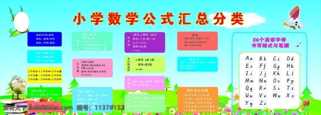 小学 数学 公式 分类 小学数学公式 图形计算 图形公式 数学计算公式 英语字母书写 生活百科 学习用品