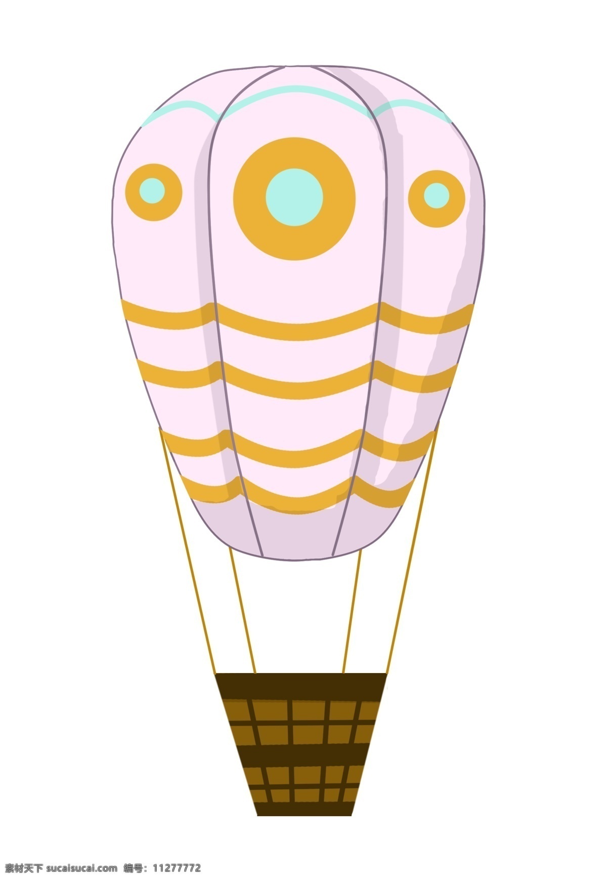粉色 立体 热气球 插图 升空