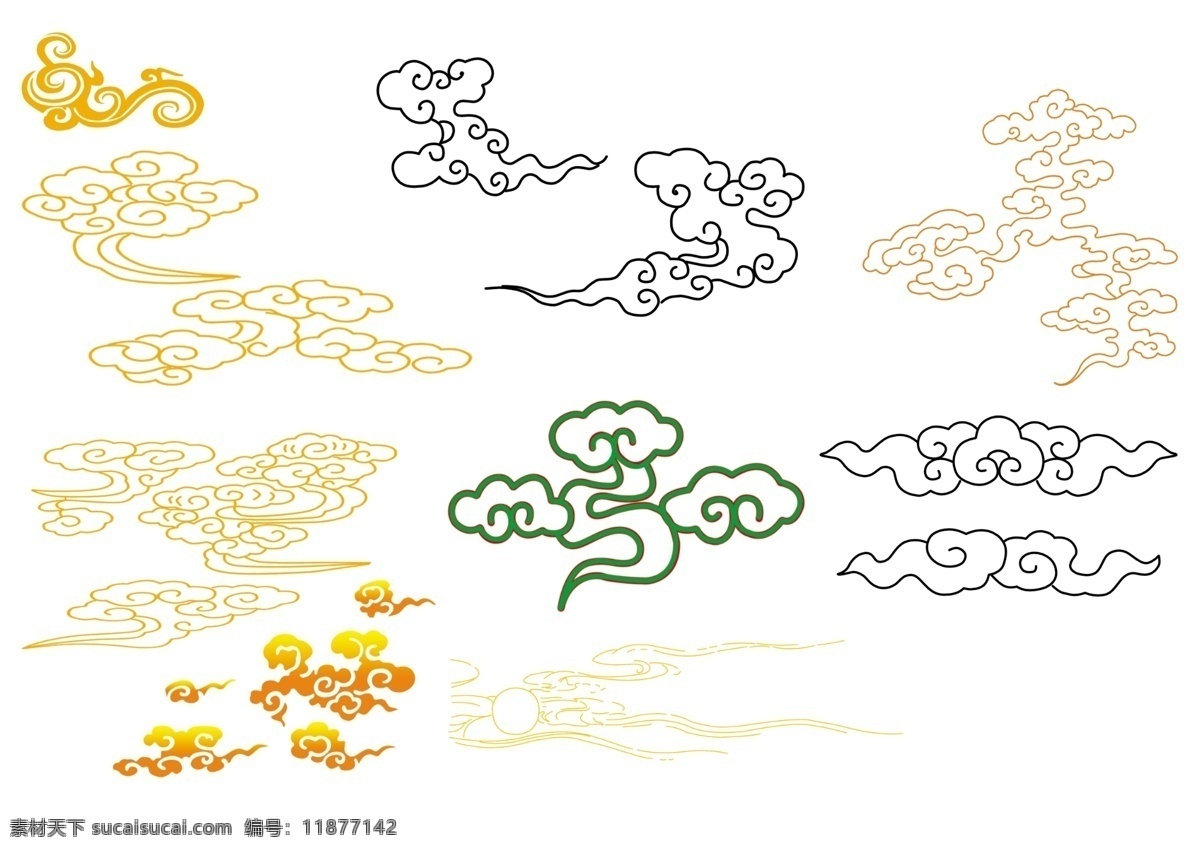 祥云 花纹 分层 古典 线描 祥云花纹 源文件 云彩 云朵 i素材 psd源文件