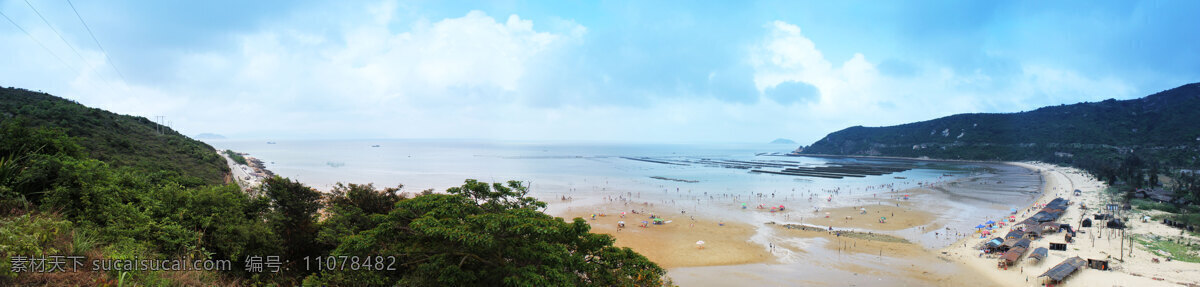 珠海飞沙滩 珠海风光 远山 海水 海边 蓝天 白云 自然风景 自然景观