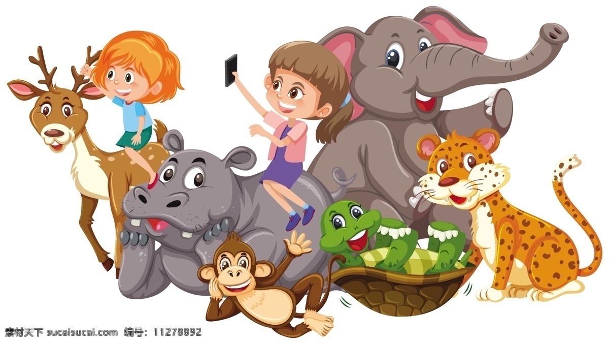 卡通野生动物 卡通动物 野生动物 动物园 动物素材 动物插画 可爱 卡通 卡通动物生物 卡通设计