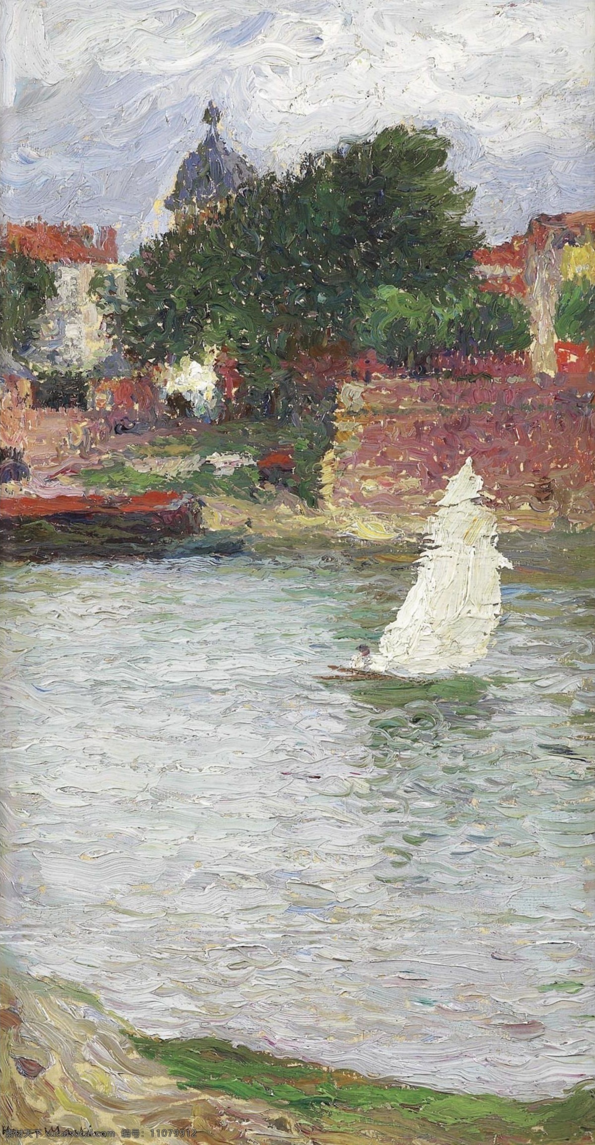 toulouse 大师 画家 风景画 静物 油画 建筑 装饰画 at pierre saint of church near garonne the on sailer a martin henri 人物 高清 西方 国外 现代 家居装饰素材