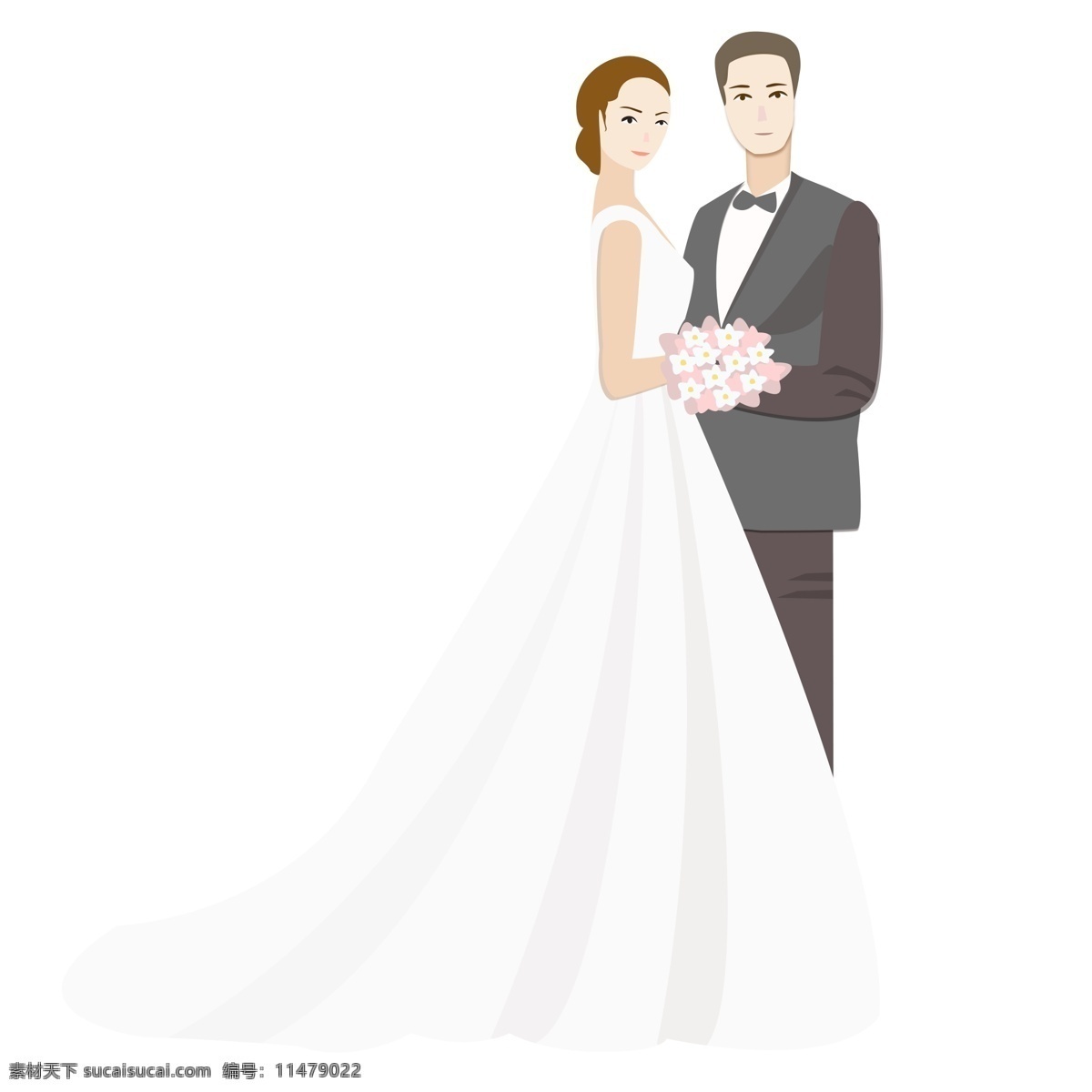 手绘 拍 婚纱照 新郎 新娘 商用 元素 清新 插画 婚礼季