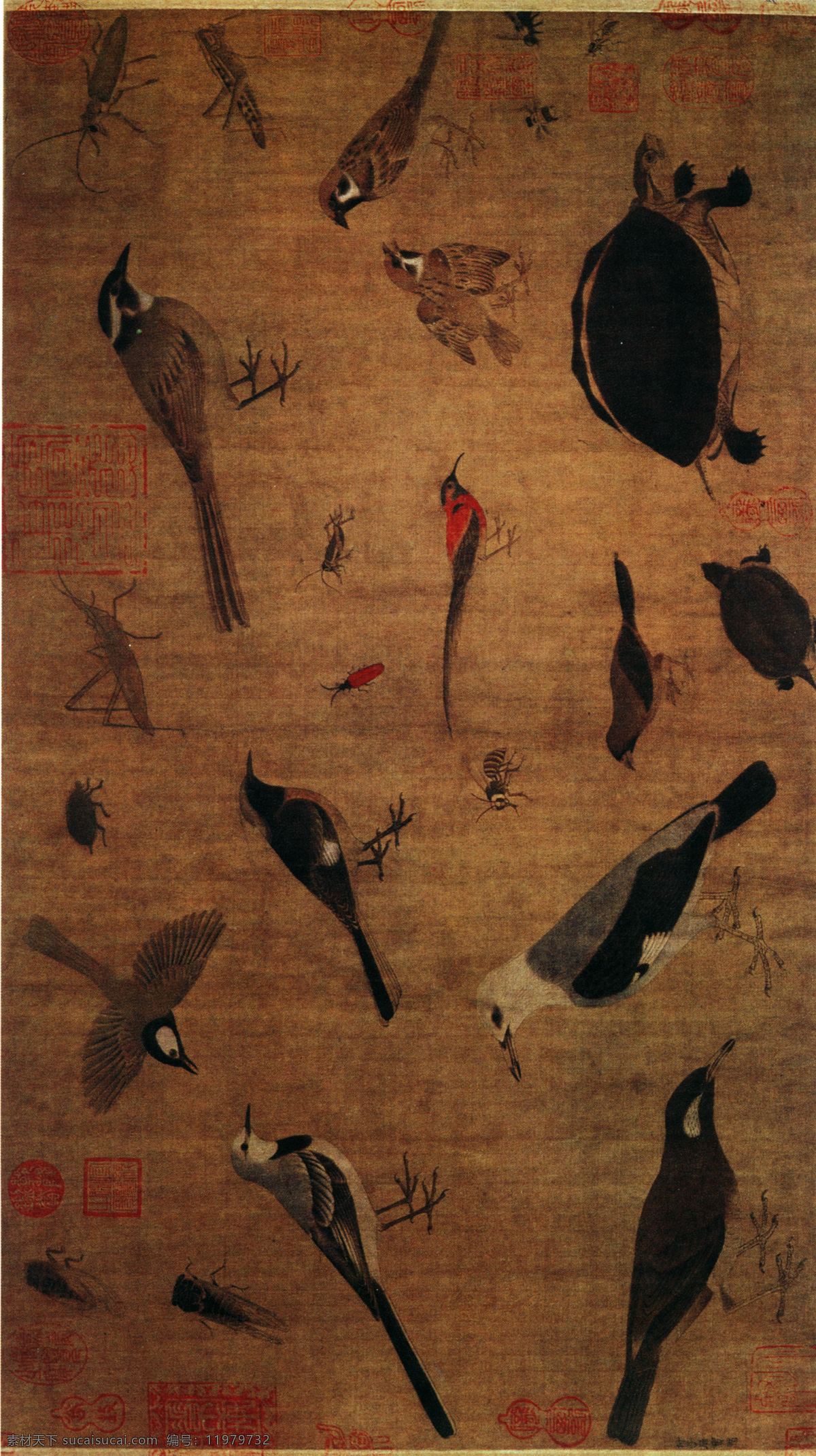 写生珍禽图 中国 名画 棕色