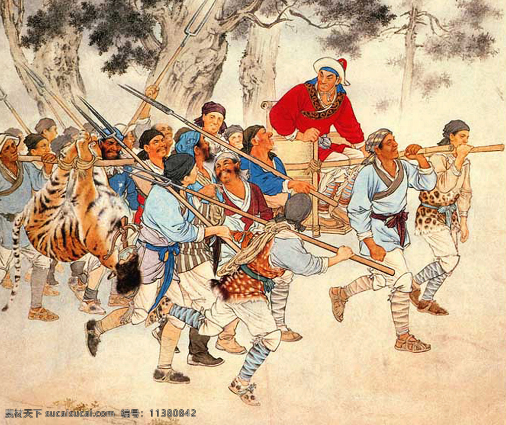 武松打虎 刘继卣作 中国 近代 年画 文化艺术 绘画书法 设计图库