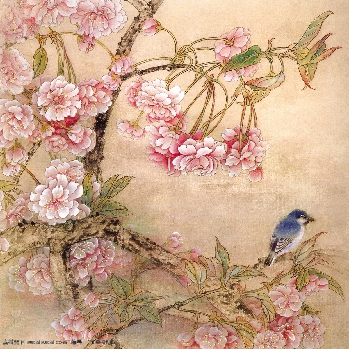 海棠花 名家工笔花鸟 高清 现代花鸟 现代工笔花鸟 百鸟图集 绘画书法 文化艺术