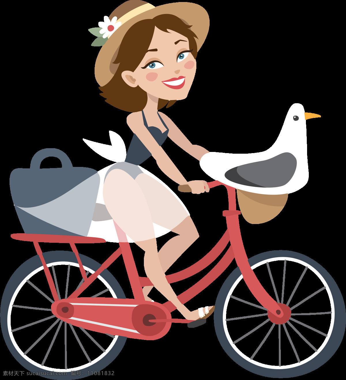 手绘 女孩 骑 自行车 插画 免 抠 透明 共享单车 女式单车 男式单车 电动车 绿色低碳 绿色环保 环保电动车 健身单车 摩拜 ofo单车 小蓝单车 双人单车 多人单车