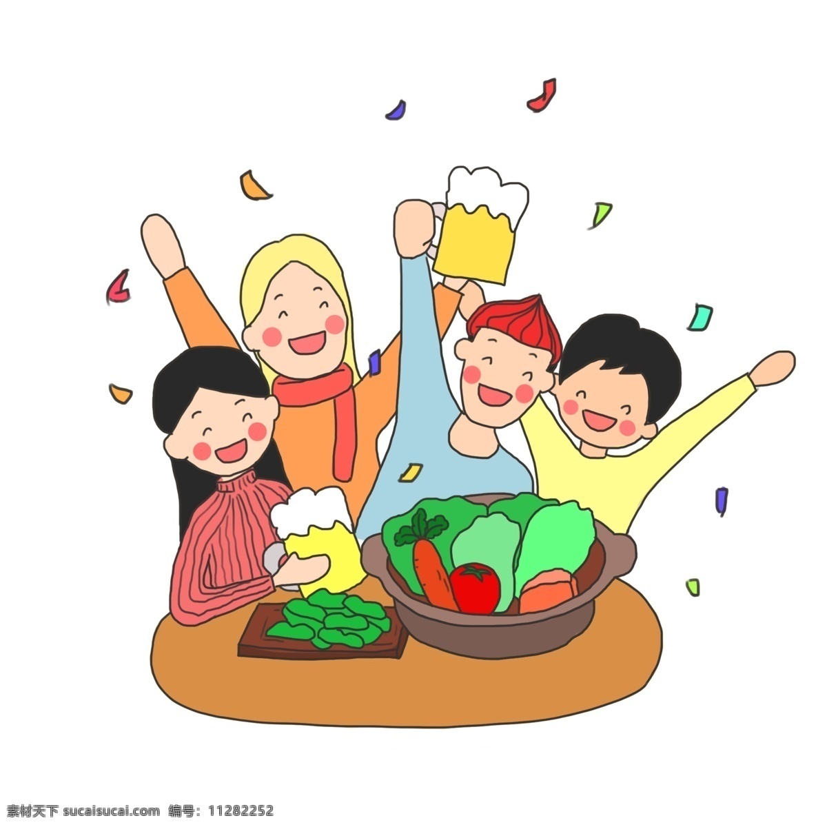 新年 小朋友 开心 庆祝 欢乐 集体 热闹 氛围 欢度 节日 聚餐