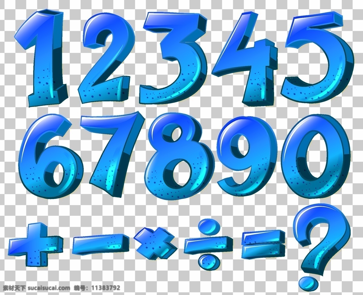 蓝色 数字 数学 符号 插图 蓝色的 符号插图