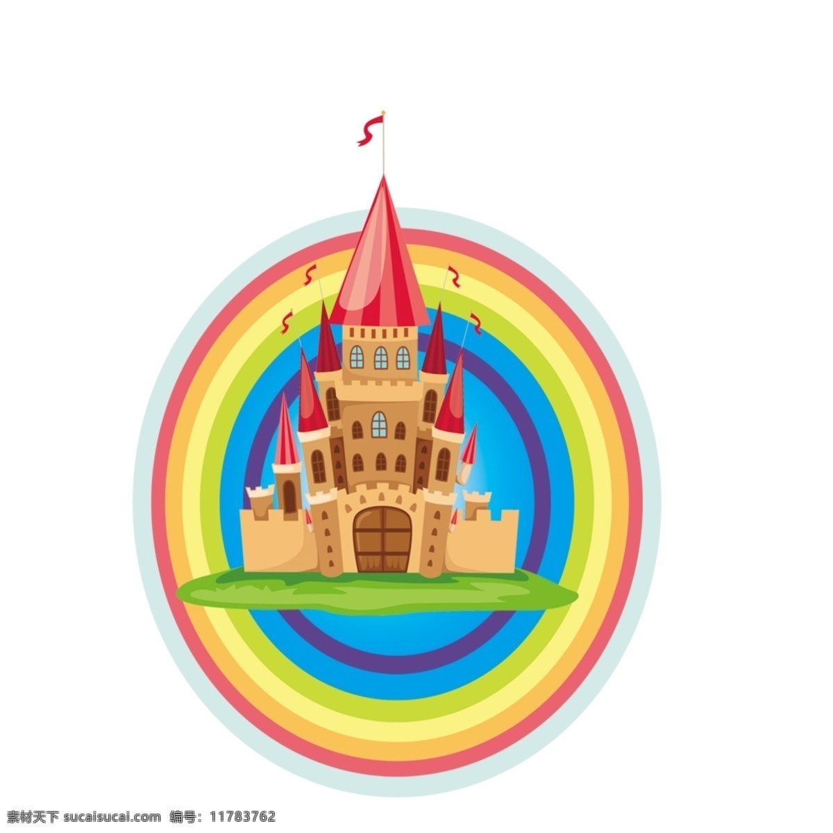 彩色 圆圈 城堡 建筑物 草地 彩色圆圈