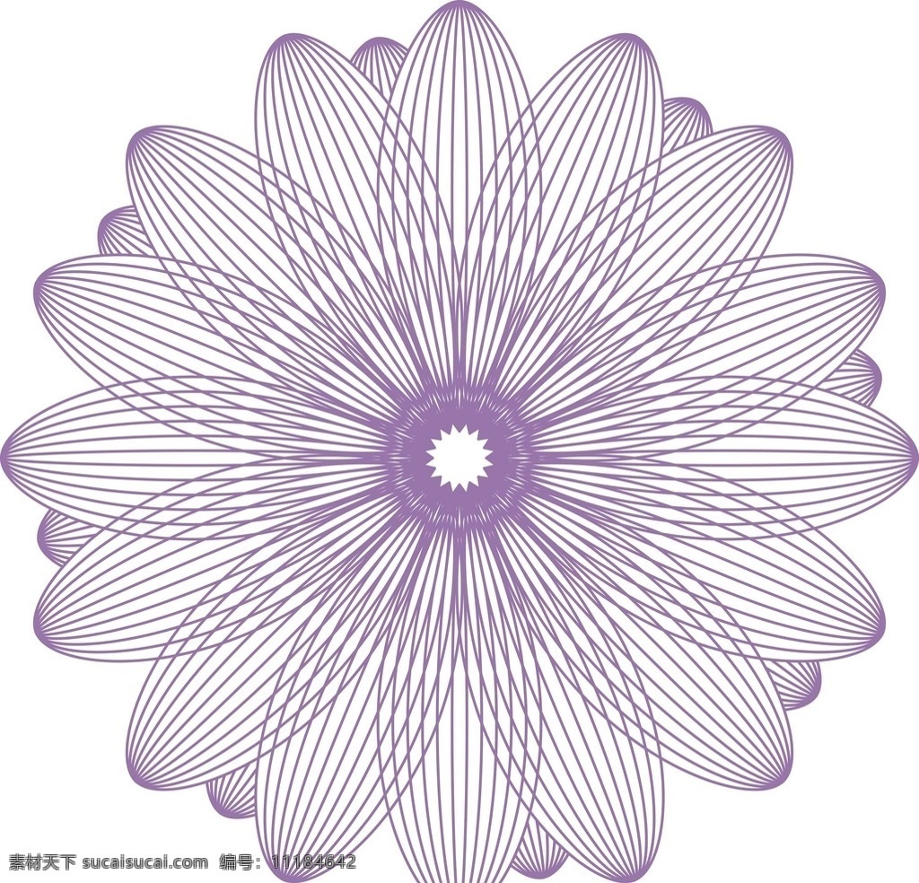 团花 线条花 紫色 环形 叠加