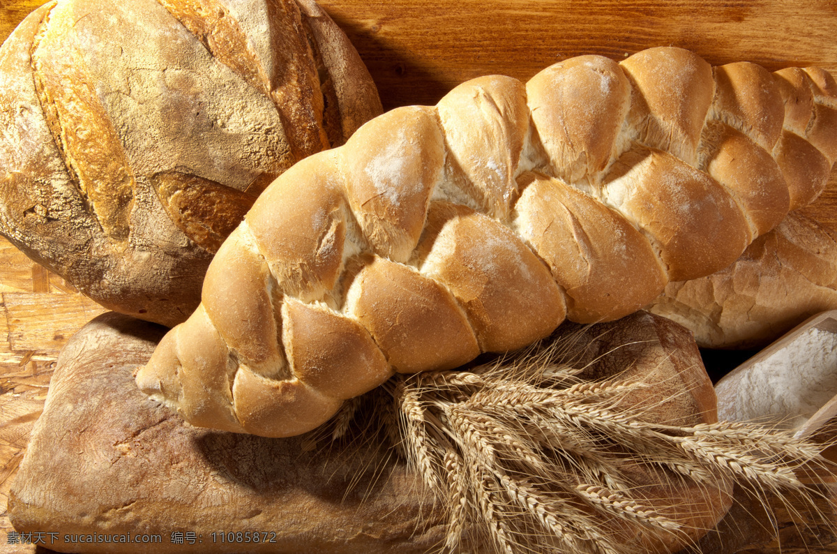 小麦与面包 麦穗 小麦 面包 面包美食 面包美味 面包摄影 中华美食 餐饮美食 棕色