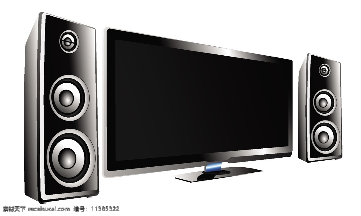 led 电视机 矢量 tv 家庭影院 屏幕 矢量素材 音响 低音炮 矢量图 其他矢量图