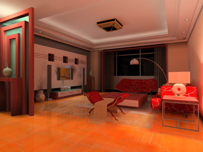 现代 客厅 玄关 室内 3d 模型 效果图 室内效果图 吊顶 原创设计 原创3d模型