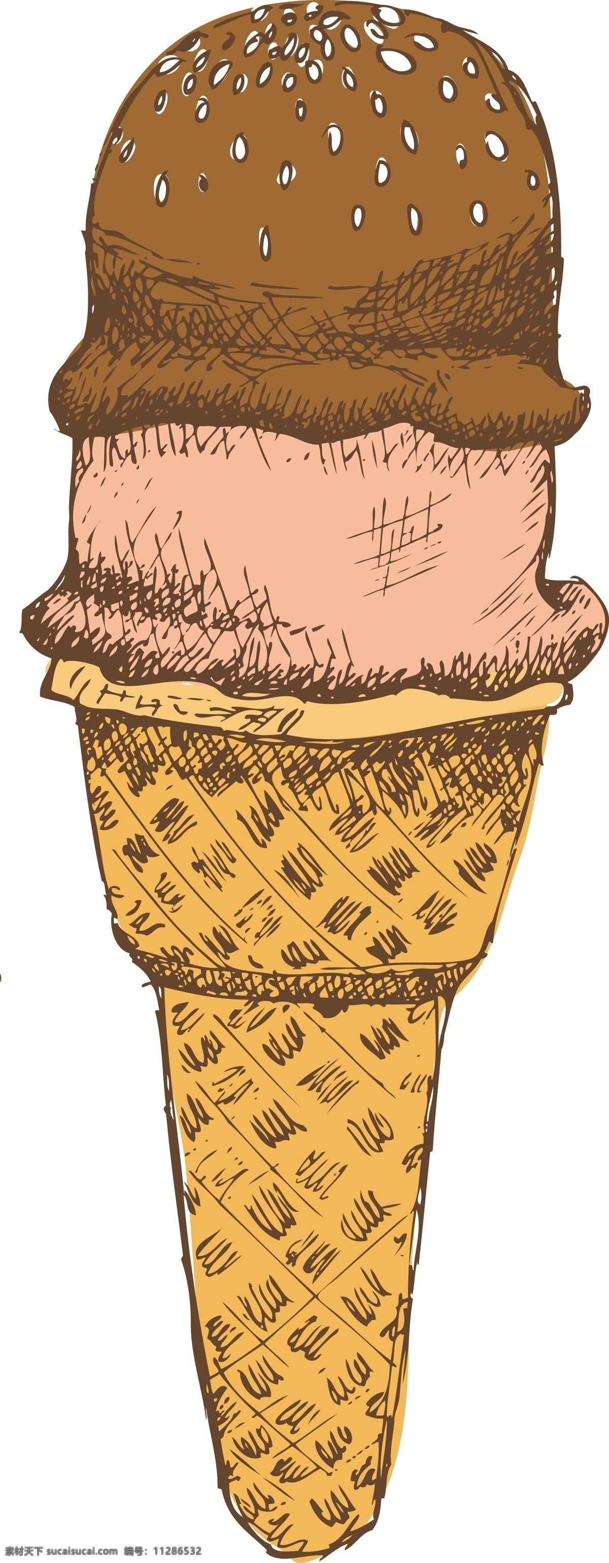 蛋卷 冰淇淋 美味 甜品 矢量图 其他矢量图