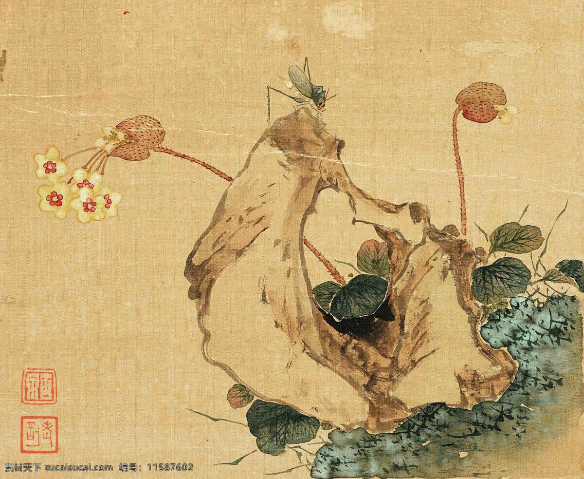 彩墨画 虫子 国画 国画艺术 红叶 花朵 绘画书法 美术 花卉 奇石 小品 设计素材 模板下载 花卉奇石小品 水墨画 小植物 印章 花鸟 虫草 画 文化艺术 装饰素材 雕刻 图案