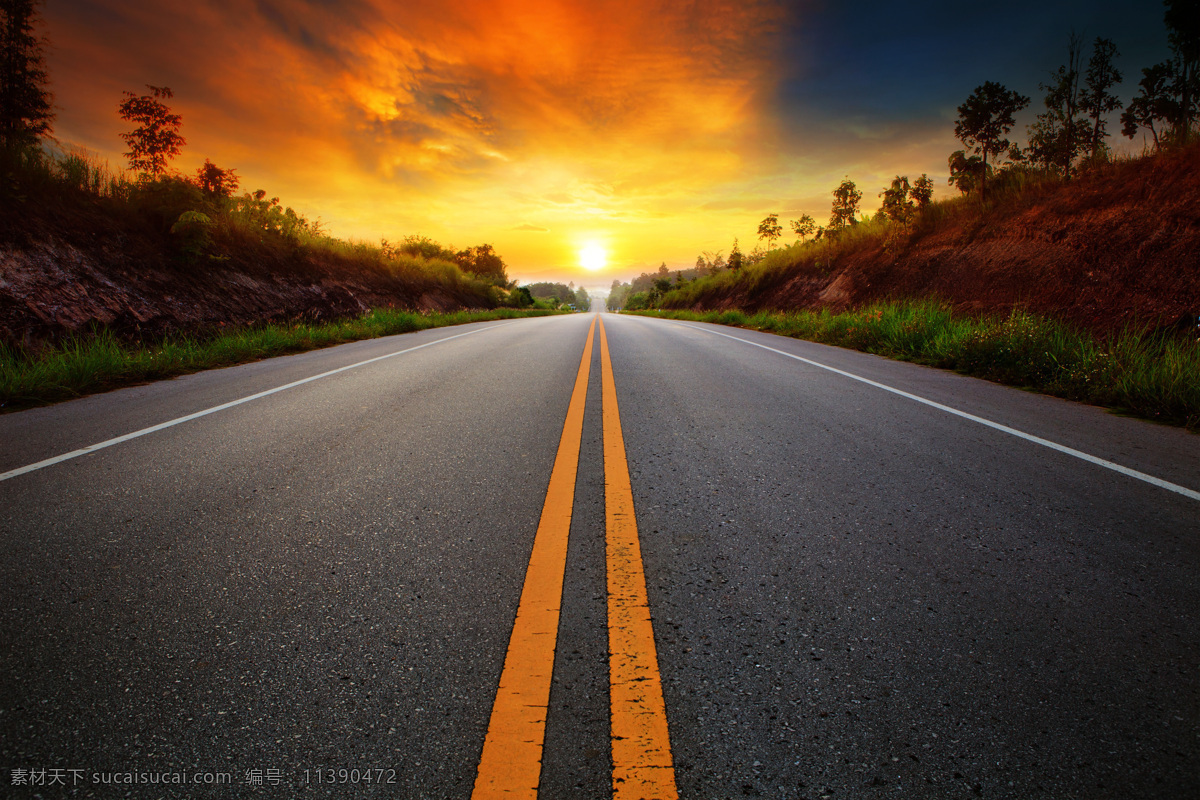 公路景色 斑马线 马路 道路 公路风景 道路摄影 夕阳 晚霞 傍晚树林 高速路 高速公路 旅程 黑色