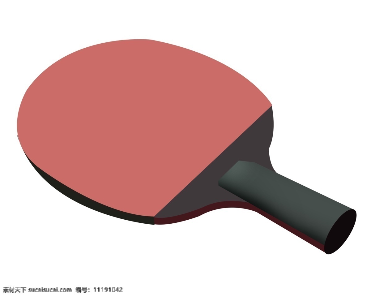 乒乓球拍 卡通 插画 卡通球拍插画 红色的球拍 黑色的手柄 运动器材 健身 创意运动插画