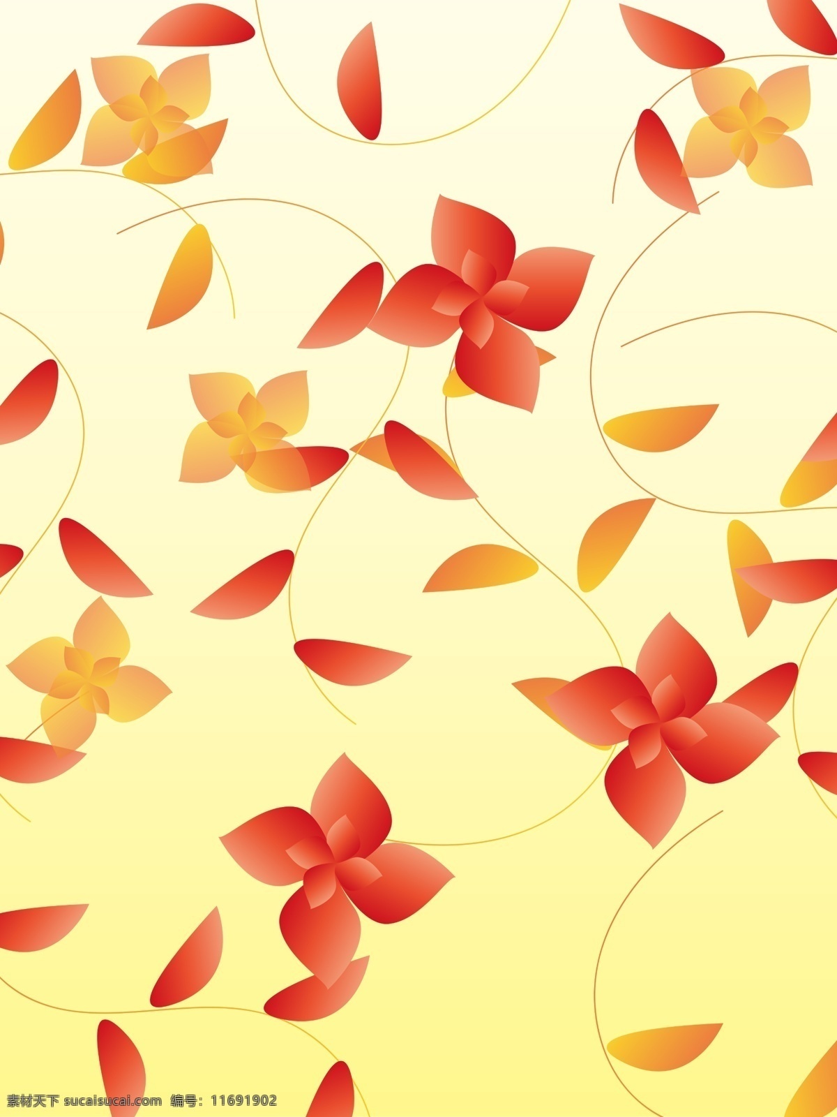 创意 红色 黄色 渐变 叶子 背景 红黄 花朵 大香蕉 秋天 丰收 广告背景