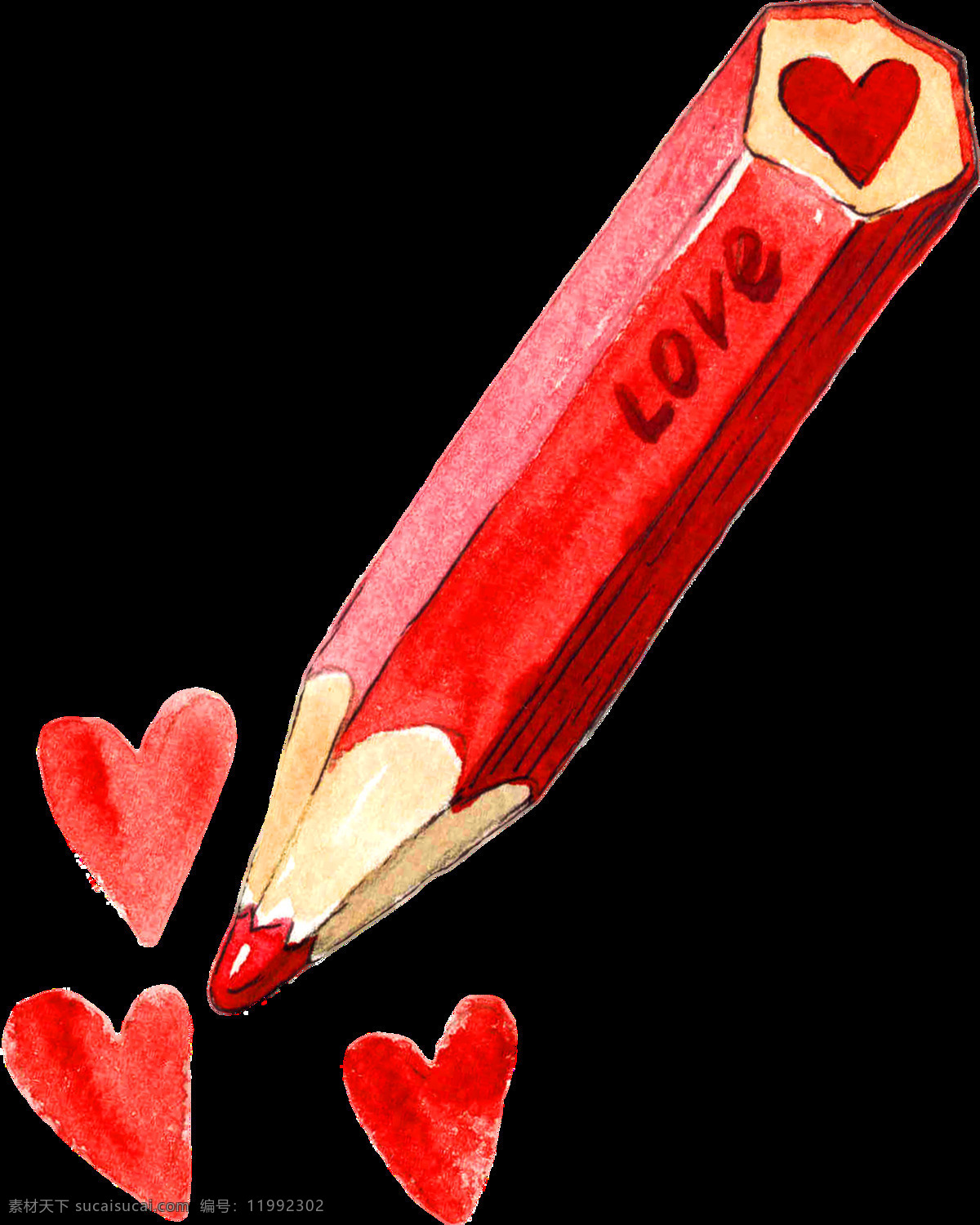 红色 铅笔 透明 爱情 告白 透明素材 免扣素材 装饰图案