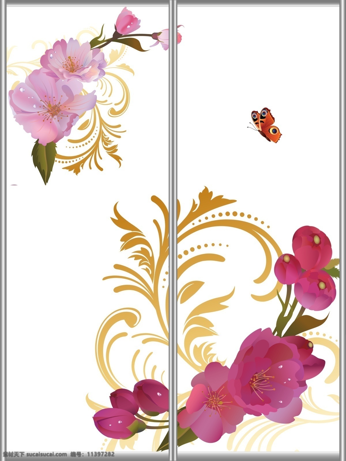 移门 底纹 广告设计模板 花朵 花纹 桃花 移门图案 移门源文件 源文件 家居装饰素材
