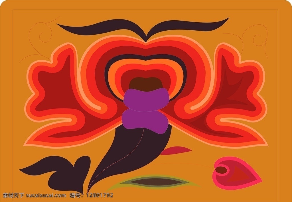 少数民族 图案 少数民族图案 花纹 花边 底纹 边框 矢量 底纹背景 红色 橙色 黑色 紫色 花 叶子 底纹边框