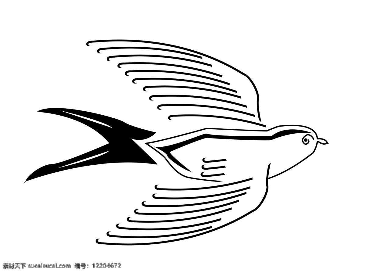 手绘 黑白 燕子 插画 鸟 动物 手绘燕子 春季 卡通 漂亮的燕子 飞燕插画 黑白燕子 展开的翅膀 煽动的翅膀