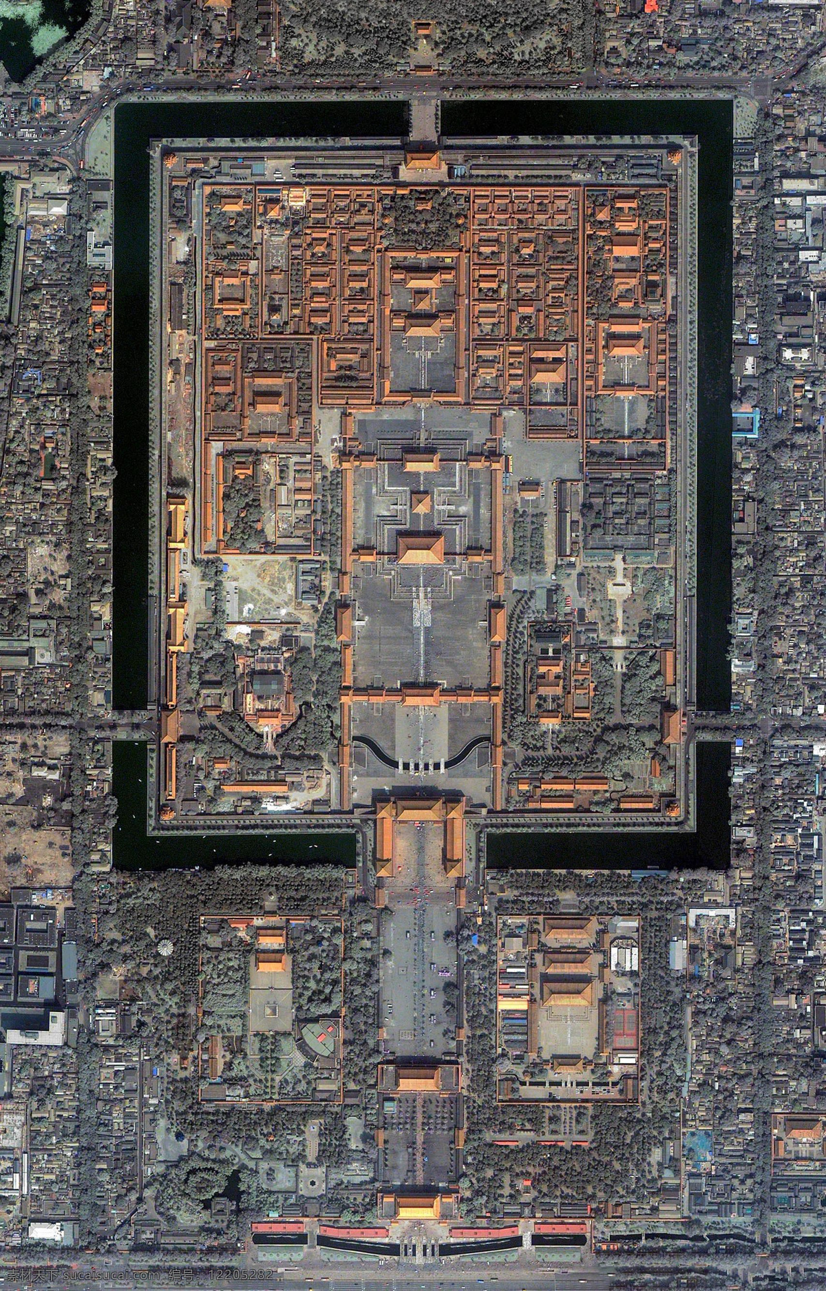 俯瞰故宫 北京 故宫全景 高清 俯瞰 卫星地图 旅游摄影 国内旅游